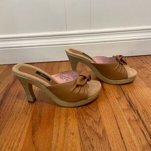 Brown and tan heels by xhileration size 5.5